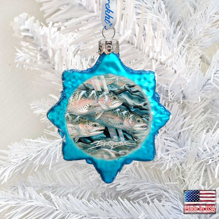 Catch the Rainbow Trout Mercury Glass Ornament by J. Bergsma - Wildlife Holiday Decor - 7783674-JB-2