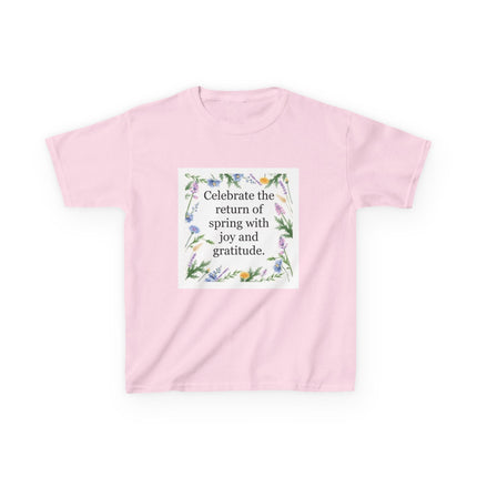 Kids Tee — "Celebrate the return of spring with joy and gratitude" Floral Spring Shirt