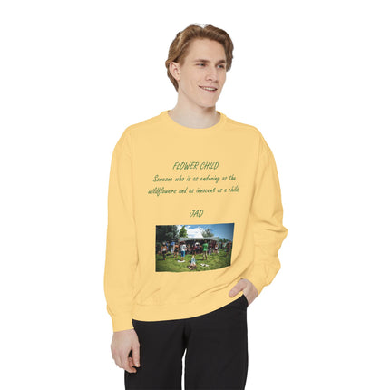 Flower Child Unisex Garment-Dyed Sweatshirt | Vintage Aesthetic | Perfect for Festivals & Everyday Wear