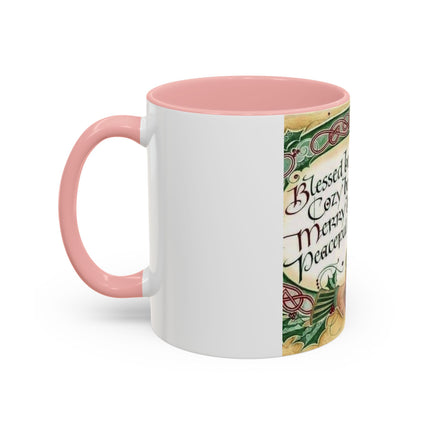 Blessed Holiday Accent Mug – 11oz Ceramic Gift with Heart & Crown Design
