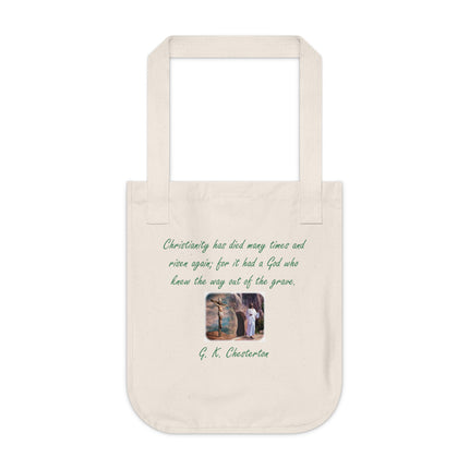 Inspirational Organic Canvas Tote Bag - G.K. Chesterton Quote