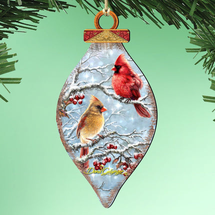 Winter Cardinals Cone Wooden Ornaments - Tree Ornament by Gelsinger - Christmas Decor - 8041110-1843-0
