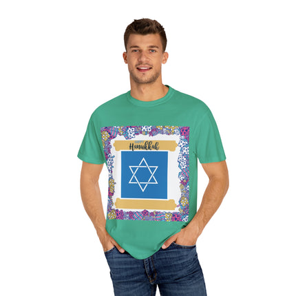 Happy Hanukkah Tee – Unisex Garment-Dyed Shirt for the Festival of Lights