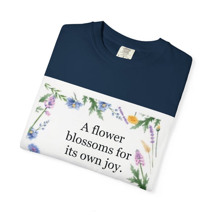 Oscar Wilde Floral Quote T-Shirt – "A Flower Blossoms for Its Own Joy"
