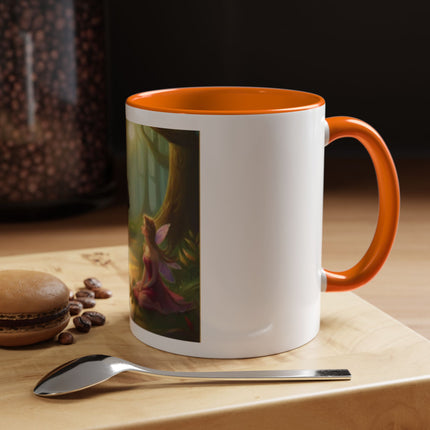Fairy and Black Cat Forest Coffee Mug – Fantasy Woodland Tea Cup