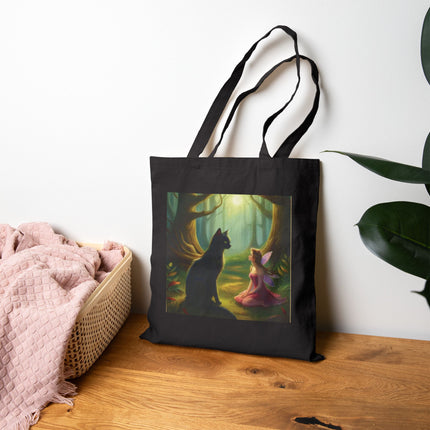 Fairy Forest Tote Bag – Fairy and Black Cat Canvas Shopper
