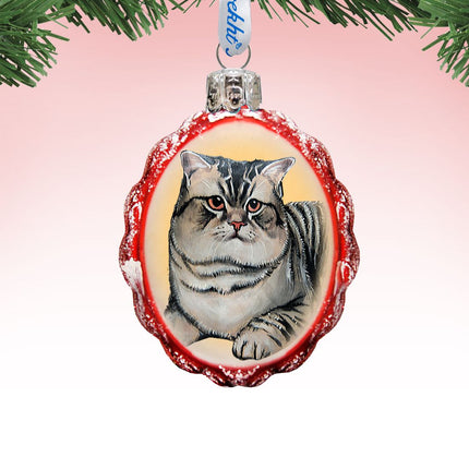 Grey Tab Mercury Glass Ornament by G. DeBrekht - Pets Dog and Cats Decor - 774016-0