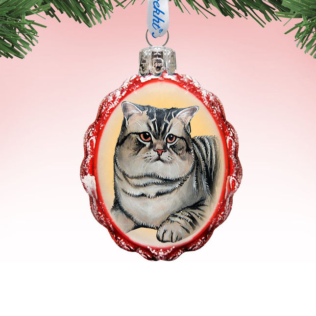 Grey Tab Mercury Glass Ornament by G. DeBrekht - Pets Dog and Cats Decor - 774016-0