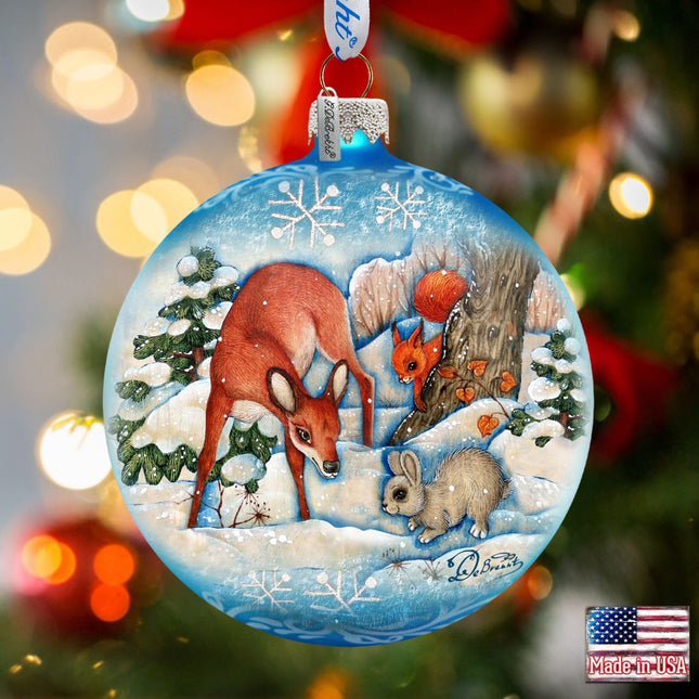 Forest Fends Ball Glass Ornament by G. DeBrekht - Wildlife Holiday Decor - 73412-0
