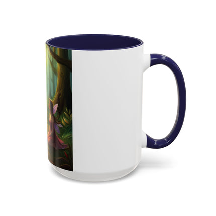 Mystical Fairy & Cat Mug – Enchanted Forest Design, 15oz Accent