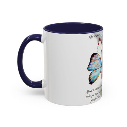 Inspirational Cat & Butterfly Accent Ceramic Mug - 11 oz