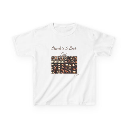 Kids Heavy Cotton™ Tee - "Chocolate Is Brain Fuel" - Fun Gifts for Young Chocolate Lovers