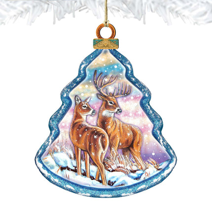 Deer's Family Wooden Ornaments - Tree Ornament by G. DeBrekht - Wildlife Holiday Decor - 8015217-4