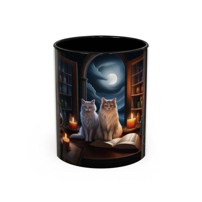 Cozy Cat Accent Mug – 11oz – Candlelight & Moonlight for Book Lovers