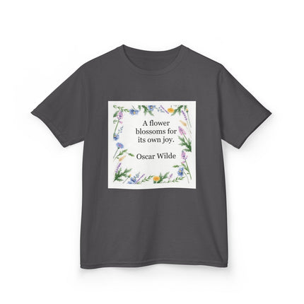 Kids T‑Shirt — "A flower blossoms for its own joy" Oscar Wilde Floral Quote