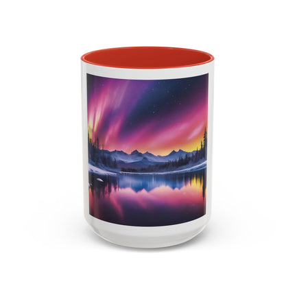 Aurora Lake Accent Coffee Mug — Northern Lights Landscape 11/15oz