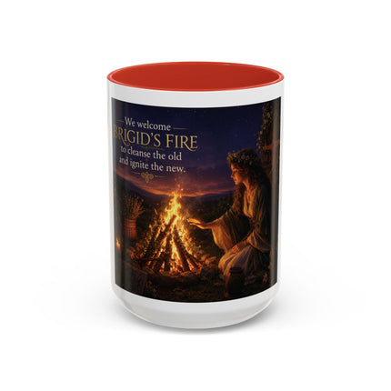 Brigid’s Fire Accent Coffee Mug — Pagan Imbolc Celebration Tea Cup (11/15oz)