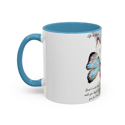 Inspirational Cat & Butterfly Accent Ceramic Mug - 11 oz