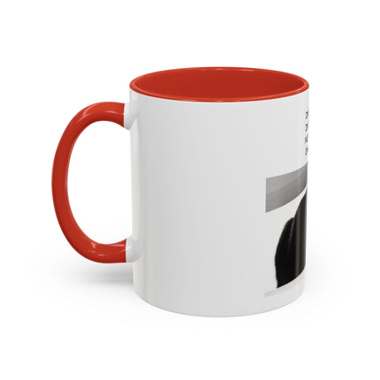 Black Cat Coffee Mug — “In the Here In the Now No Worries Only Meow” Accent Mug