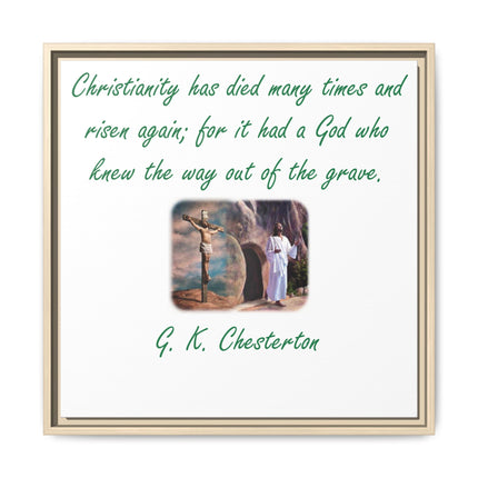 Framed Canvas Wall Art — G.K. Chesterton Easter Quote with Resurrection Image