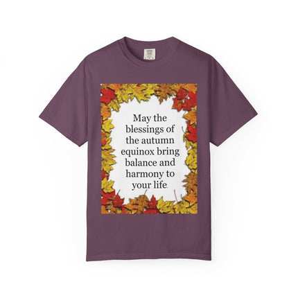 Autumn Equinox Blessings T-Shirt — Fall Leaves Balance & Harmony Tee