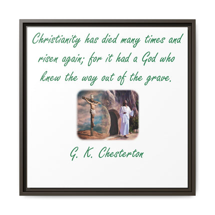 Framed Canvas Wall Art — G.K. Chesterton Easter Quote with Resurrection Image