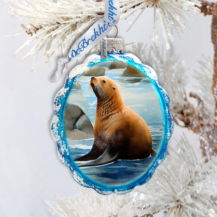 Coastal Decorations - Sea Lion Keepsake Glass Ornaments by G. Debrekht - Christmas Decor - 777391-1