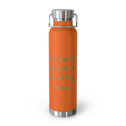 Insulated Copper Water Bottle – 'Teach Respect for the Earth' 22oz