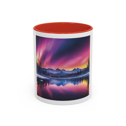 Aurora Lake Accent Coffee Mug — Northern Lights Landscape 11/15oz