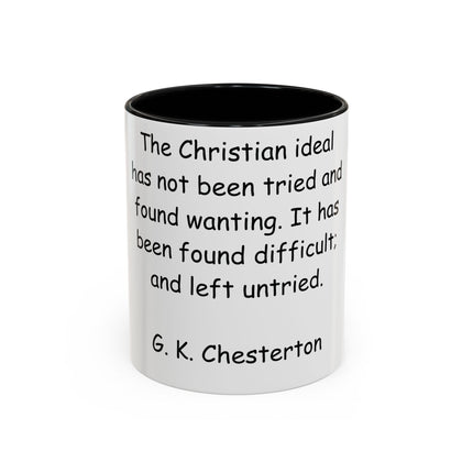 Inspirational Accent Coffee Mug – G.K. Chesterton Quote, 11oz