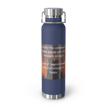 Magic & Joy Insulated Bottle — 22oz Copper Vacuum Flask with Whimsical Quote
