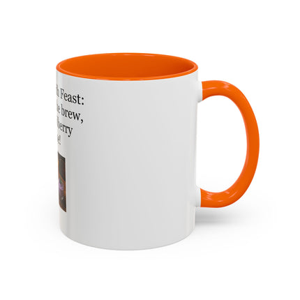 Lughnasadh Feast Mug — "The bread, the brew, and the bilberry mousse!" Accent Coffee Cup