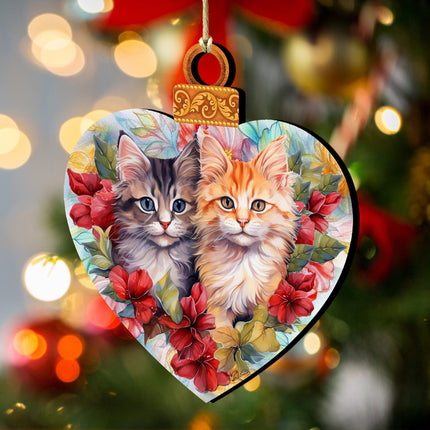 Cute Kittens Wooden Ornaments by G. Debrekht Pets Decor - 8611091-1