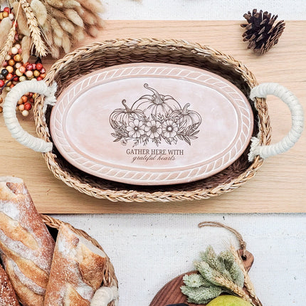 Bread Warmer & Basket - Pumpkin Oval-1