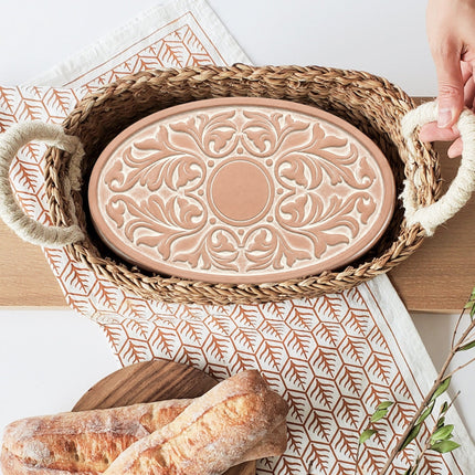 Bread Warmer & Basket Gift Set with Tea Towel - Vintage Vine Oval-2