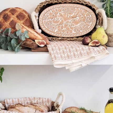 Bread Warmer & Basket Gift Set with Tea Towel - Garden Oval-2