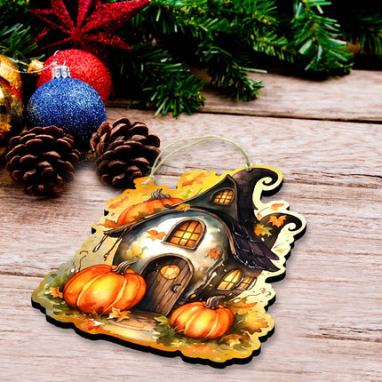 Spooky Houses Decorative Wooden Ornaments of 3 by G. Debrekht - Halloween Decor - 8091007-S3-3