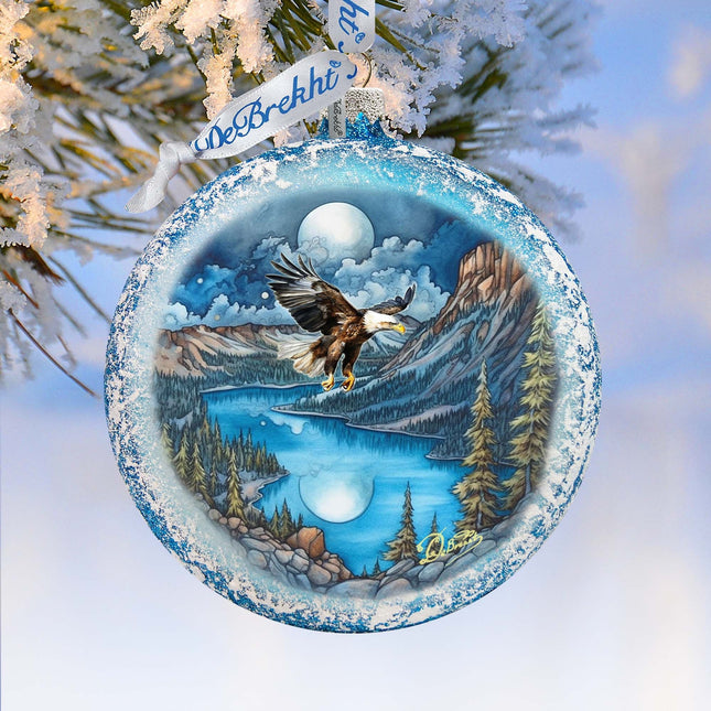Flying Eagle Glass Ornament by G. DeBrekht - Wildlife Holiday Decor - 744-044-0