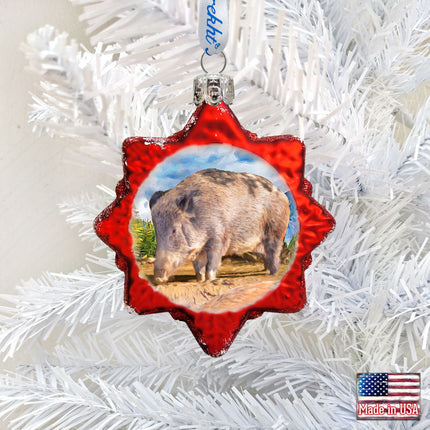 Wild Boar Mercury Glass Ornament by G. DeBrekht - Wildlife Holiday Decor - 775489-1