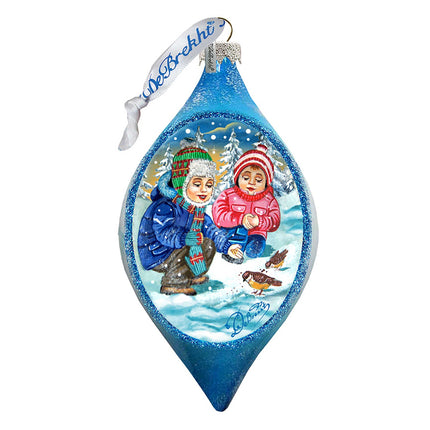 Feeding the Bird Glass Ornament by G. DeBrekht - 757-039-1