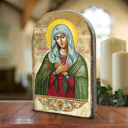 The Mother of God Tenderness Wooden Gold Plated Religious Orthodox Sacred Icon - Inspirational Icon Decor - 86012-0