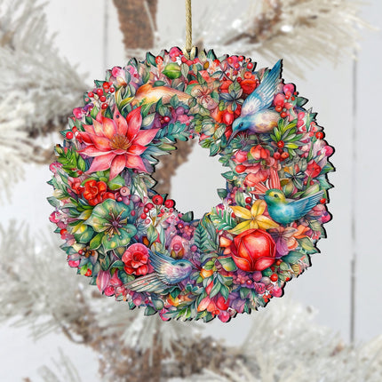 Summer Blooms Wreath Wooden Ornaments by G. Debrekht Christmas Decor - 8611072-1