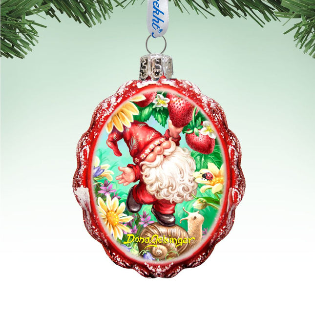 Sweet Summer Gnome Dwarf Mercury Glass Ornament by D. Gelsinger - Christmas Decor - 778106-DG-0