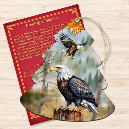 Alaskan Bald Eagles Tree Wooden Ornaments by G.Debrekht - Wildlife Holiday Decor - 870006-2
