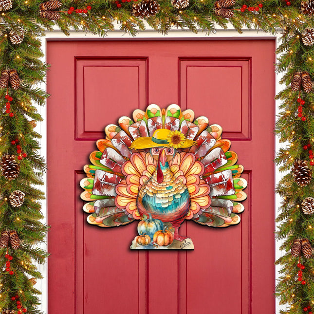 Thanksgiving Turkey Holiday Door Decor  by G. Debrekht - Thanksgiving Halloween Decor  - 8611055H-0