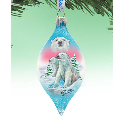 Polar Bear Drop Glass Ornament by G. DeBrekht - Wildlife Holiday Decor - 74178-3