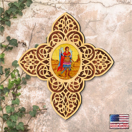 St. Michael the Archangel Filigree Wooden Cross by Museum Icons - Inspirational Icon Decor - 88422-3