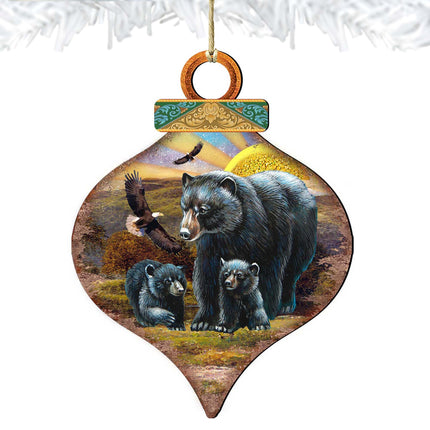 Rising Sun Bears Wooden Ornaments - Tree Ornament by G. DeBrekht - Wildlife Holiday Decor - 8015214-3