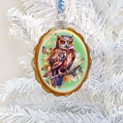 Brown Owl Mercury Glass Ornaments by G. Debrekht - Wildlife Holiday Decor - 776001-0