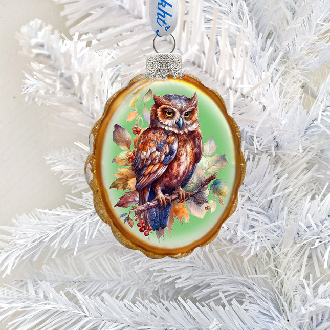 Brown Owl Mercury Glass Ornaments by G. Debrekht - Wildlife Holiday Decor - 776001-0